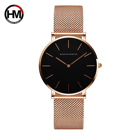 36mm Waterproof Steel Chain Watch – Nordic Minimalist Style Slim Ladies' Watch