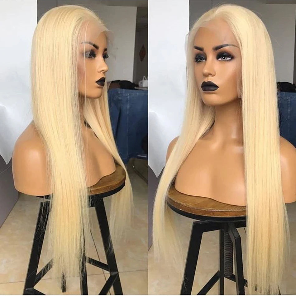 HD Transparent Blonde Straight 13x4/13x6 Lace Front Human Hair Wig - Brazilian Remy Pre-Plucked #613 Lace Frontal for Women