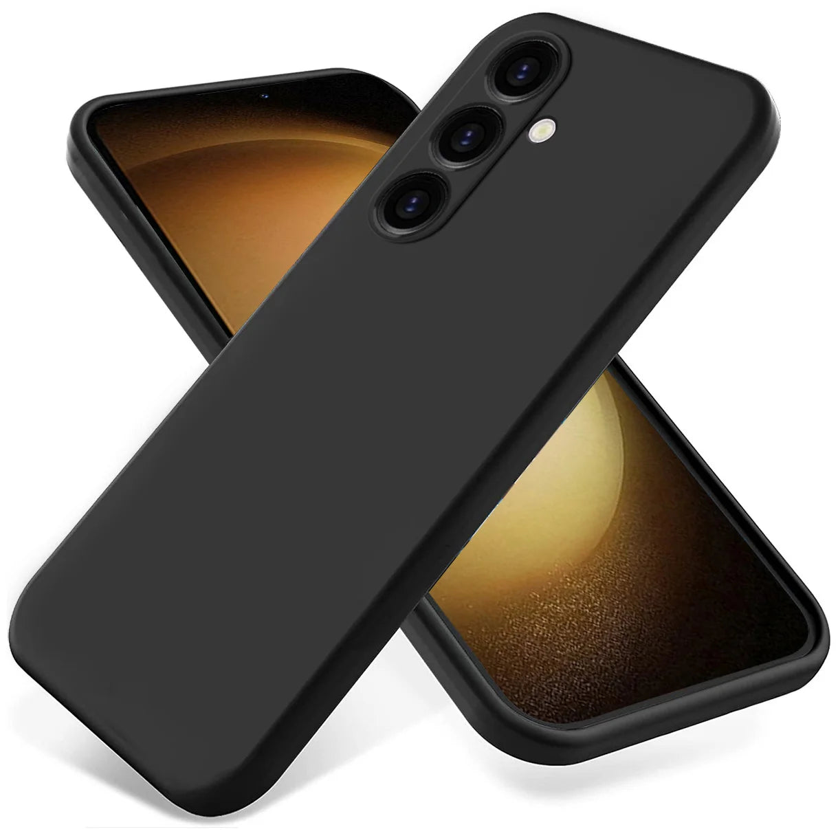 Luxury Square Silicone Case for Samsung Galaxy S24 Ultra, S23 FE, S22 Plus, A05-A55 – Slim & Flexible Black Cover