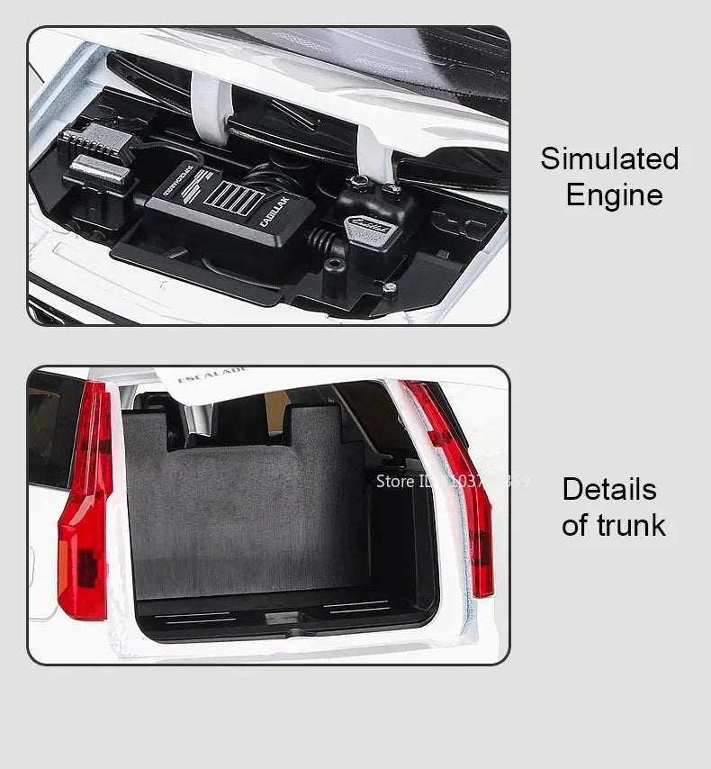 Diecast Escalade / Prado Model Car – Alloy Toy With Sound, Light, Opening Doors & Pull Back Function