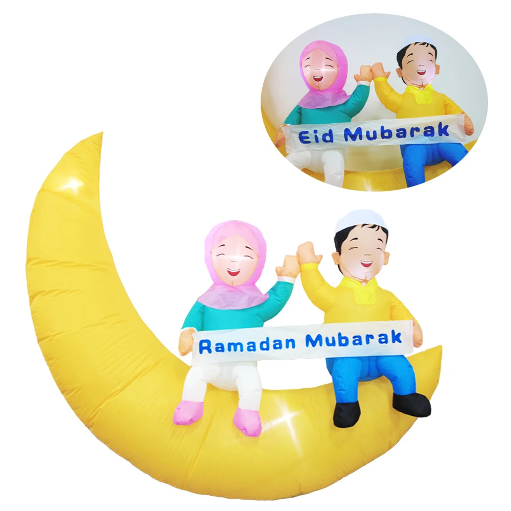 Inflatable Ramadan Couple Decor with LED Lights – Outdoor Holiday Patio Decoration