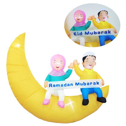 Inflatable Ramadan Couple Decor with LED Lights – Outdoor Holiday Patio Decoration