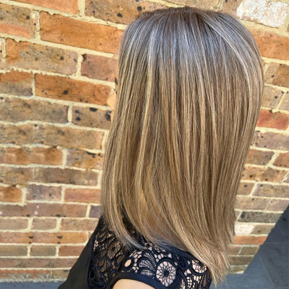 12” Brown Blonde Balayage Lace Front Wig – 100% Virgin European Human Hair Bob Wig, Pre-Plucked, HD Transparent Lace, 150% Density