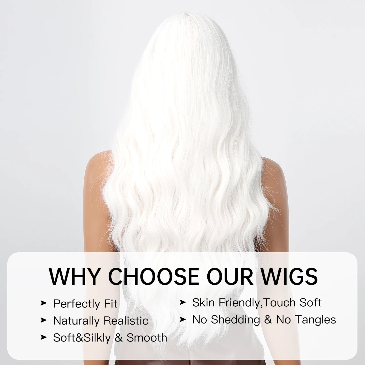 Blonde Synthetic Cosplay Wig - Long Curly White Wig with Bangs for Black Women - Heat-Resistant Fiber Water Wave Hair