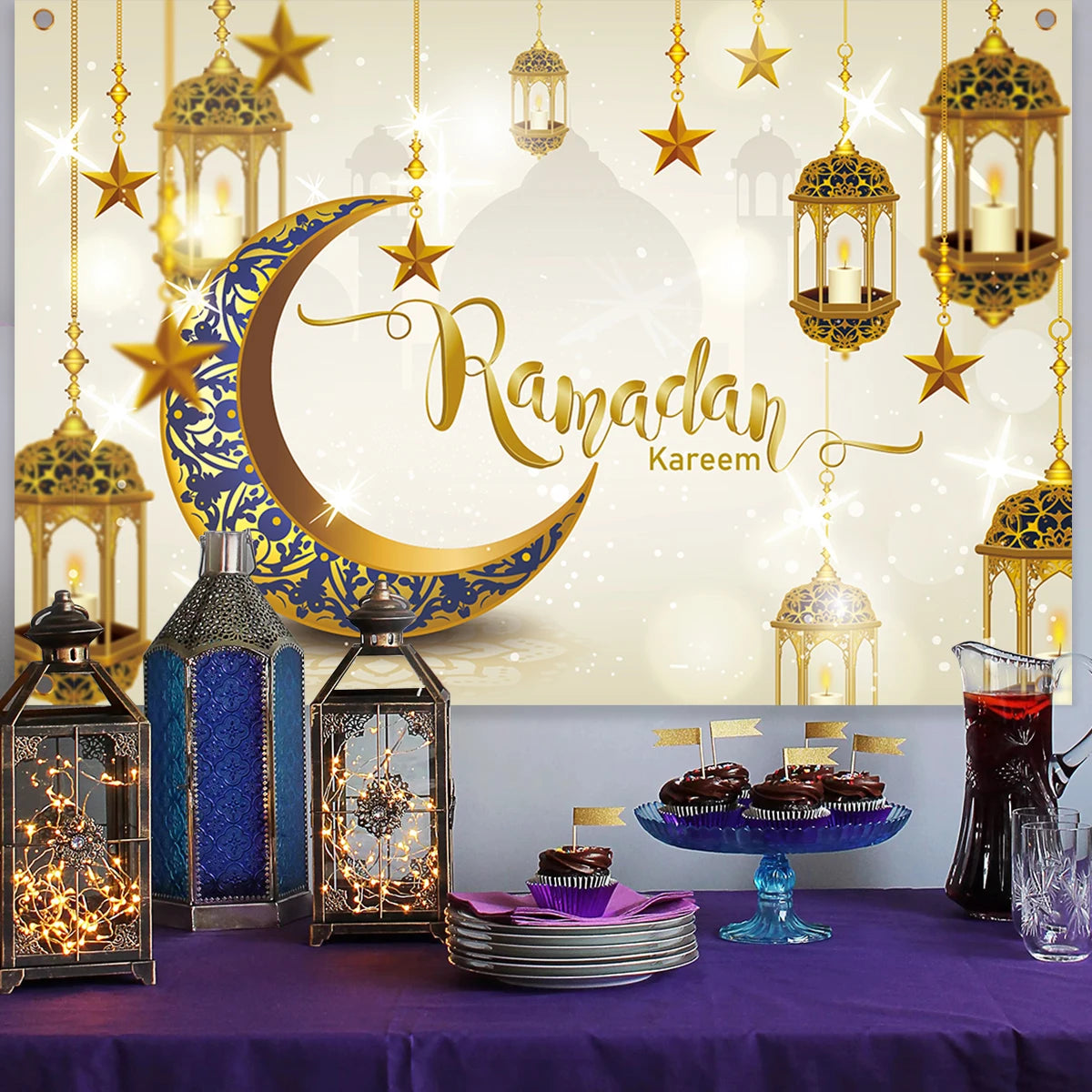 Eid Mubarak Party Backdrop – Ramadan & Eid Al Adha Islamic Home Decorations