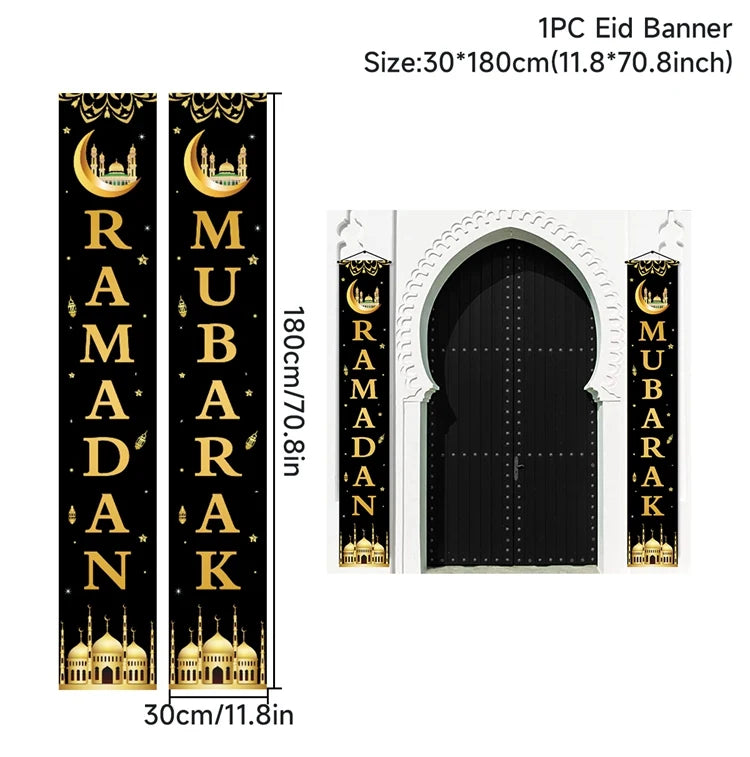 Eid Mubarak Door Banner – Ramadan Decoration 2025 for Home & Porch
