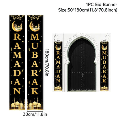 Eid Mubarak Door Banner – Ramadan Decoration 2025 for Home & Porch