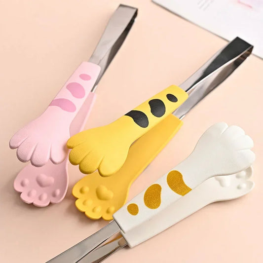 Japanese Cat Paw Shape Food Tongs – Cute Stainless Steel Kitchen Tongs for BBQ & Baking
