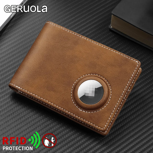 Geruola Men's Slim Rfid Blocking Carbon Fiber Wallet With Airtag Holder – Minimalist Bifold Front Pocket Card Holder