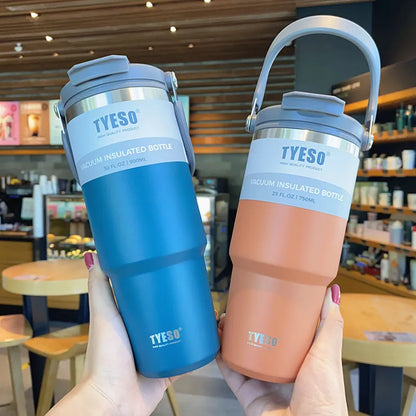 Tyeso Stainless Steel Thermos Bottle - Double-Layer Insulation Travel Mug for Hot & Cold Beverages (600ml/750ml/900ml)
