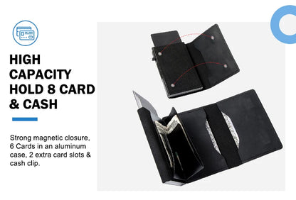 Genuine Cow Leather Airtag Wallet For Men – Rfid Blocking Slim Pop-Up Card Holder With Magnetic Closure, Minimalist Smart Wallet