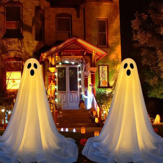 H85CM Halloween Ghost Light String Decor – Scary White Ghosts for Porch & Courtyard