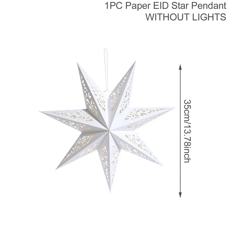 Eid Mubarak Hollow Star Pendant – Ramadan Home Decor 2025