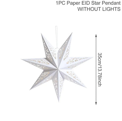 Eid Mubarak Hollow Star Pendant – Ramadan Home Decor 2025