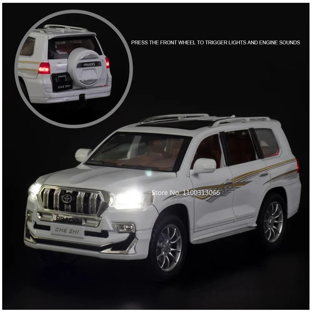 Diecast Escalade / Prado Model Car – Alloy Toy With Sound, Light, Opening Doors & Pull Back Function