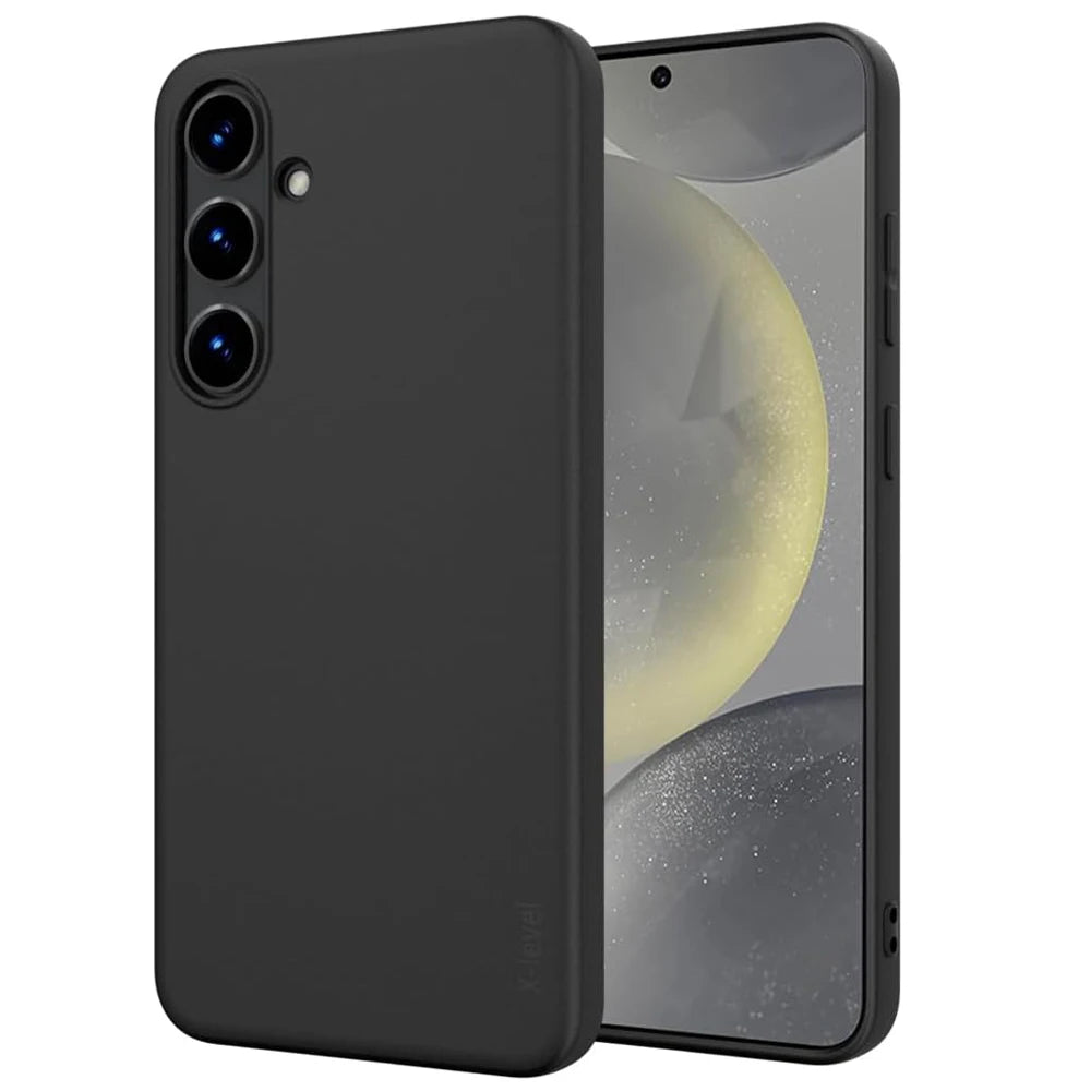 Luxury Square Silicone Case for Samsung Galaxy S24 Ultra, S23 FE, S22 Plus, A05-A55 – Slim & Flexible Black Cover