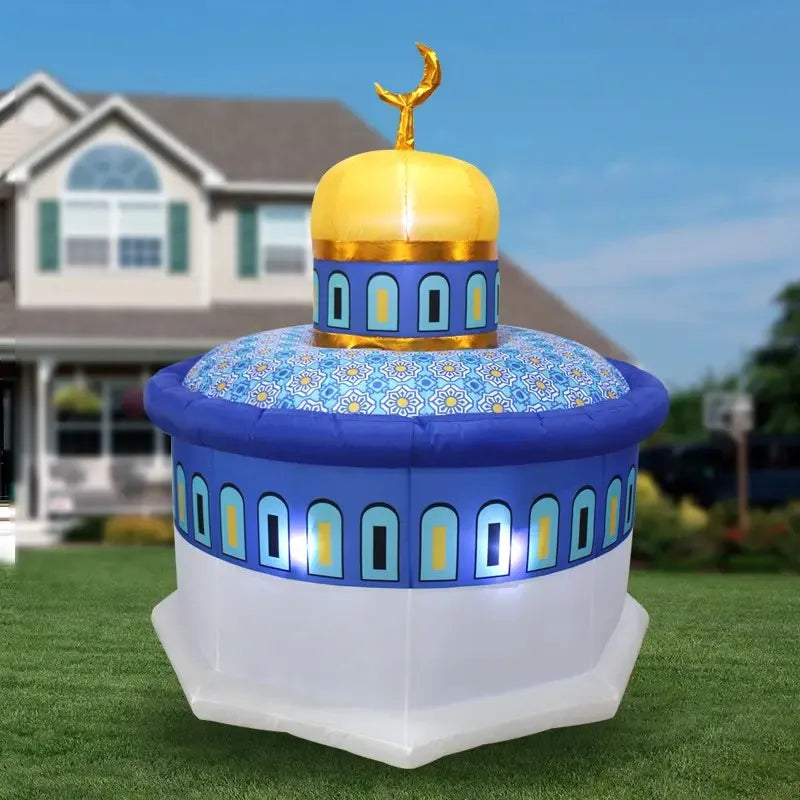Inflatable Moon Castle Ramadan Decoration with LED Lights – Outdoor EID Mubarak Yard Prop 2024