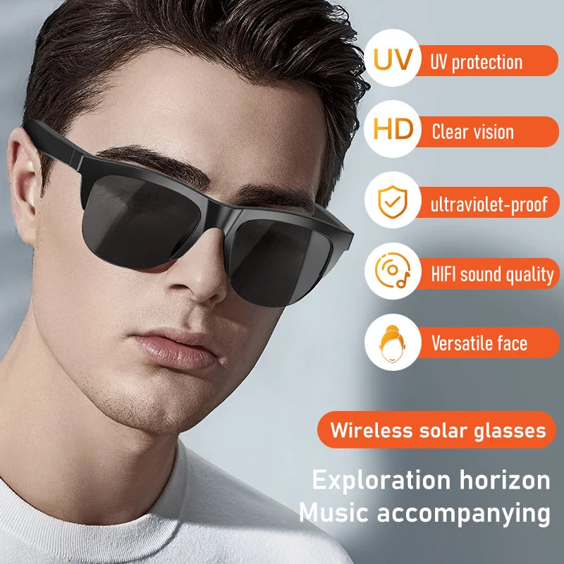 Bluetooth Lenses Man Water Proof Smartglass Stereo Connected Bezel Smartglasses Polarized Men's Sunglasses