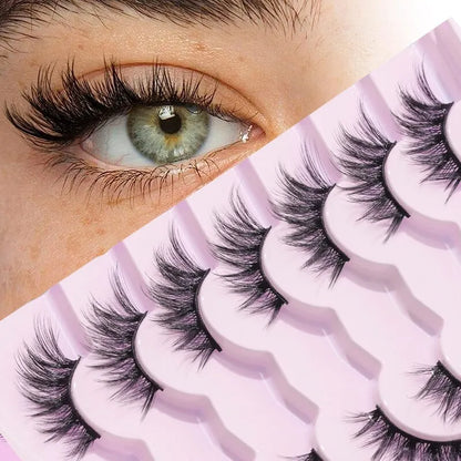 7 Pairs Thick & Slender Half-Eye False Eyelashes – Comfortable Cotton Band