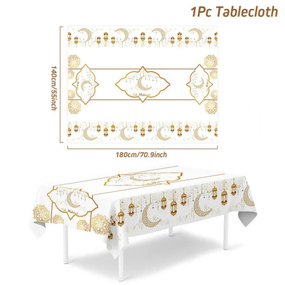 Eid Mubarak Table Runner – Ramadan Tablecloth Decoration 2025