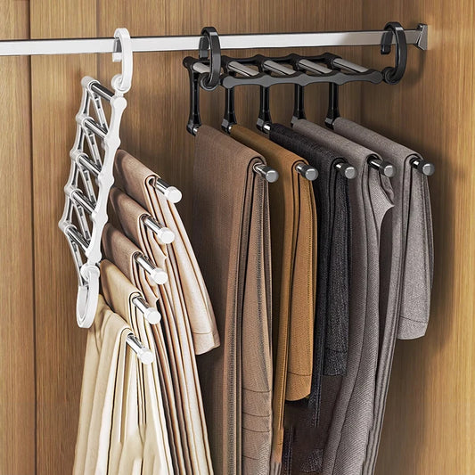 Stainless Steel Retractable Trouser Rack - Folding Multi-Functional Space-Saving Pants Hanger, Closet Organizer