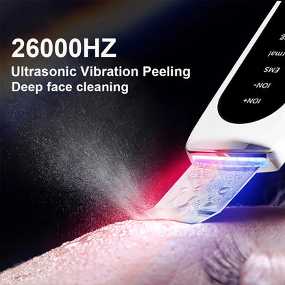 Ultrasonic Skin Scrubber - Blackhead Remover, Peeling & Pore Cleaner with Ion & Vibration Massage