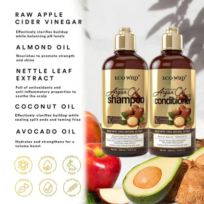 Gentle Apple Cider Vinegar Shampoo & Conditioner – Anti-Dandruff, Hydrating, Gloss-Boosting Treatment for Dry Hair