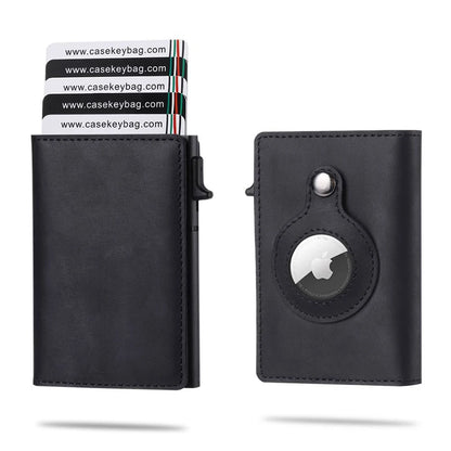 Genuine Cow Leather Airtag Wallet For Men – Rfid Blocking Slim Pop-Up Card Holder With Magnetic Closure, Minimalist Smart Wallet