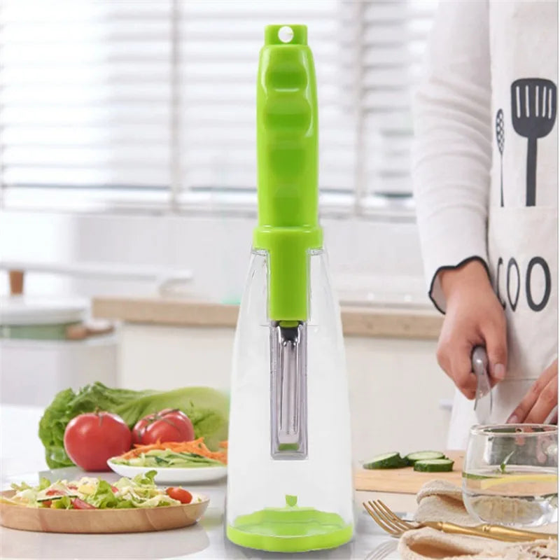 Stainless Steel Vegetable Peeler with Container – Multi-Purpose Kitchen Gadget