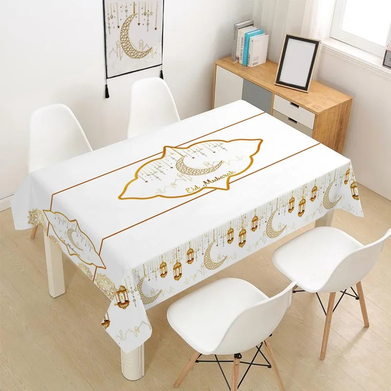 Eid Mubarak Table Runner – Ramadan Tablecloth Decoration 2025