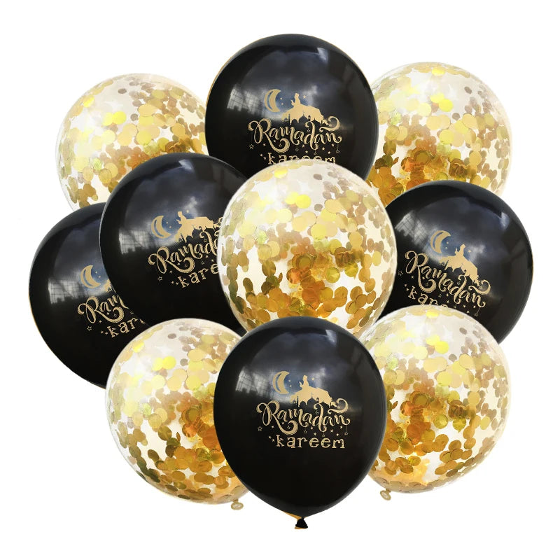 10Pcs Eid Mubarak Latex Balloons – Ramadan Kareem Decoration
