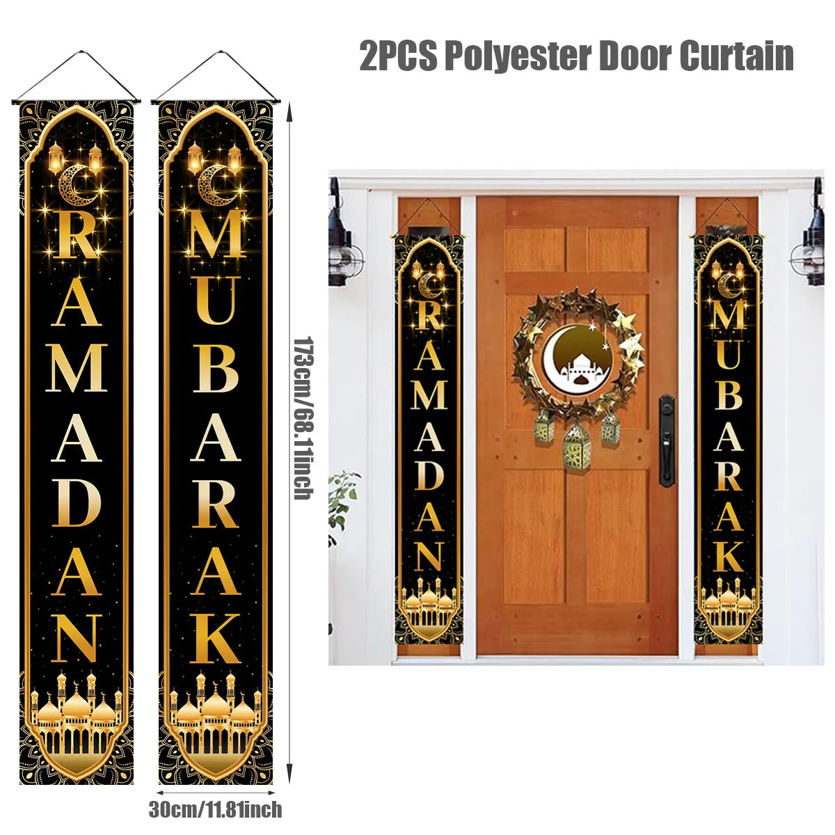 Eid Mubarak Door Banner – Ramadan Decoration 2025 for Home & Porch