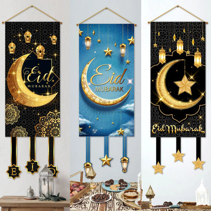 Eid Mubarak Hanging Flag Banner 2024 – Ramadan Kareem Door Decoration
