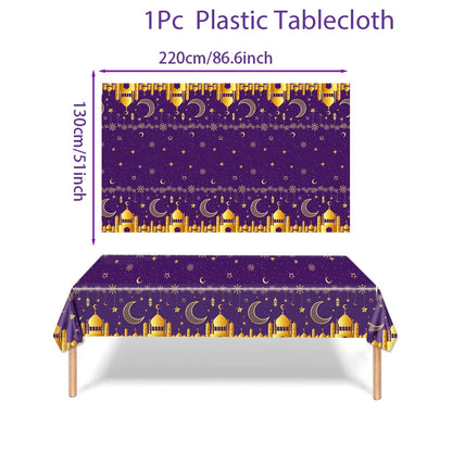 Eid Mubarak Table Runner – Ramadan Tablecloth Decoration 2025