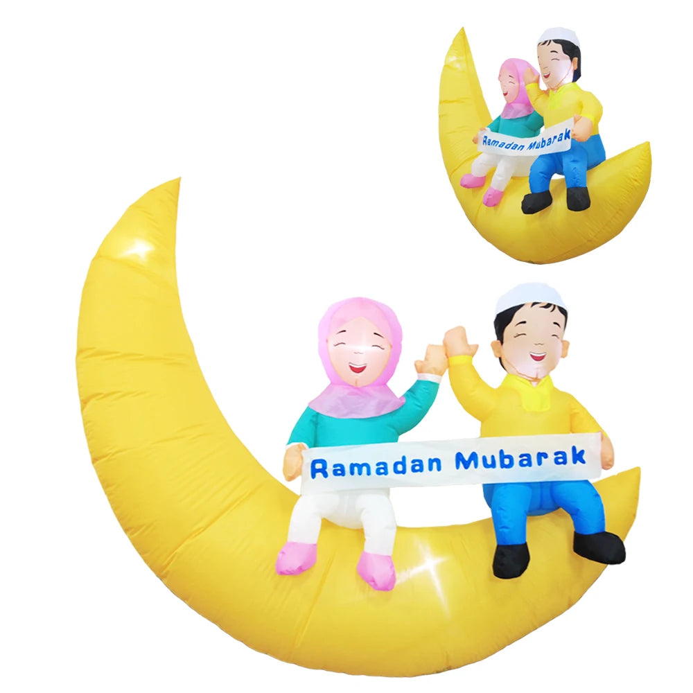 Inflatable Ramadan Couple Decor with LED Lights – Outdoor Holiday Patio Decoration