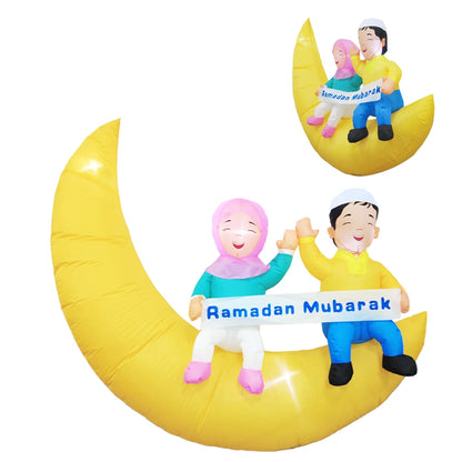 Inflatable Ramadan Couple Decor with LED Lights – Outdoor Holiday Patio Decoration