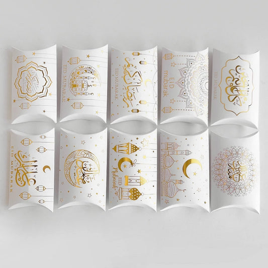 Eid Mubarak Candy Boxes - 10/20pcs Kraft Paper Gift Packing for Ramadan Kareem Party Supplies 2025