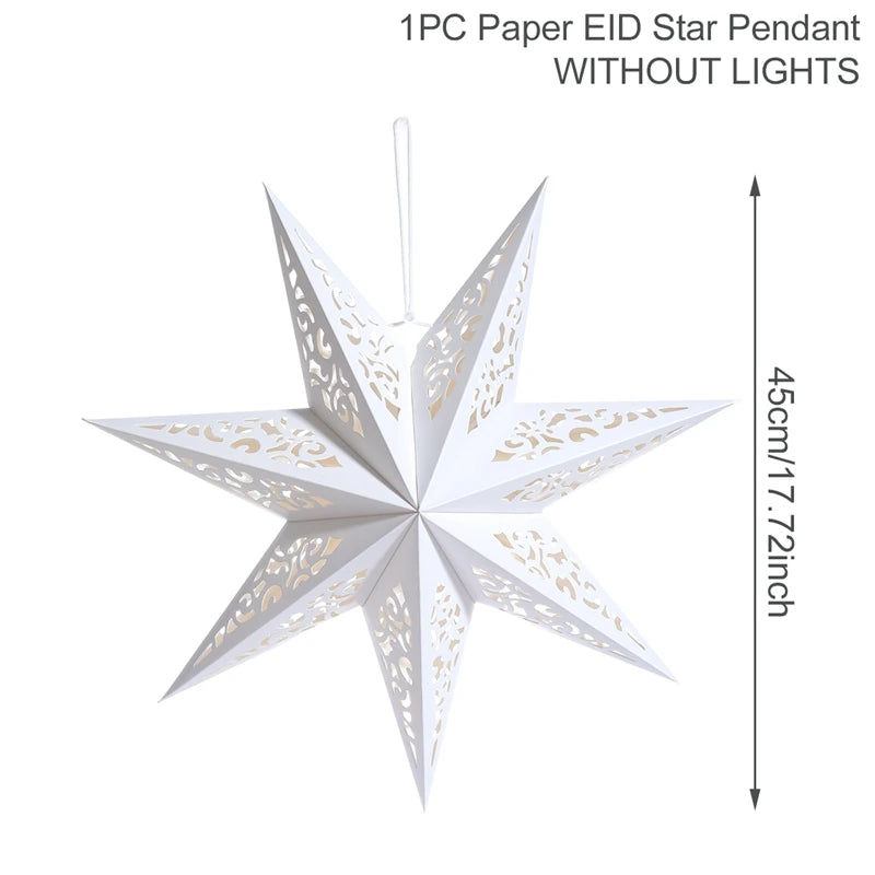 Eid Mubarak Hollow Star Pendant – Ramadan Home Decor 2025