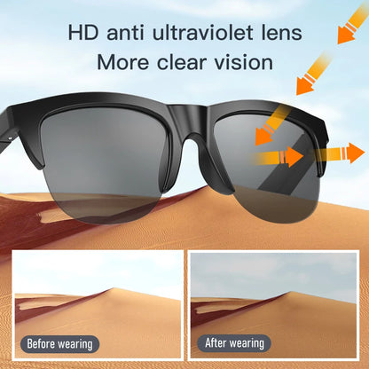 Bluetooth Lenses Man Water Proof Smartglass Stereo Connected Bezel Smartglasses Polarized Men's Sunglasses