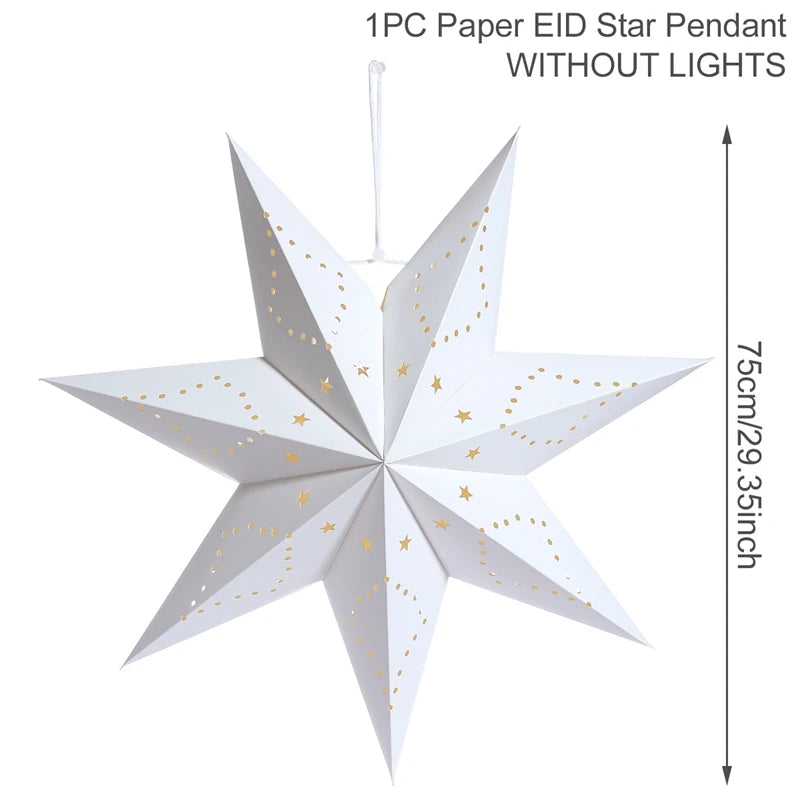 Eid Mubarak Hollow Star Pendant – Ramadan Home Decor 2025