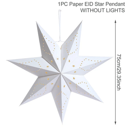 Eid Mubarak Hollow Star Pendant – Ramadan Home Decor 2025