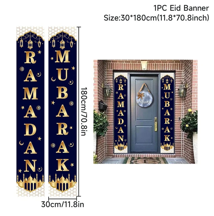 Eid Mubarak Door Banner – Ramadan Decoration 2025 for Home & Porch