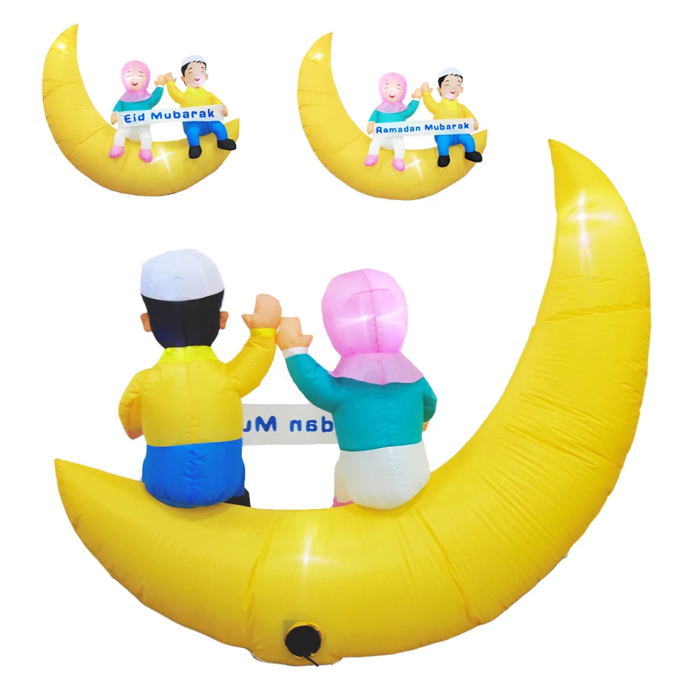Inflatable Ramadan Couple Decor with LED Lights – Outdoor Holiday Patio Decoration