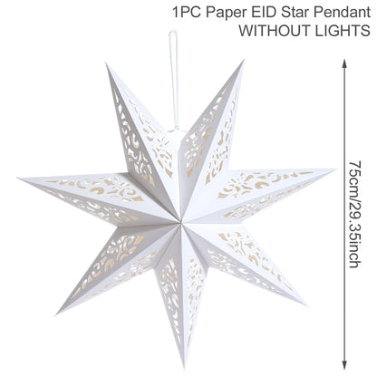 Eid Mubarak Hollow Star Pendant – Ramadan Home Decor 2025