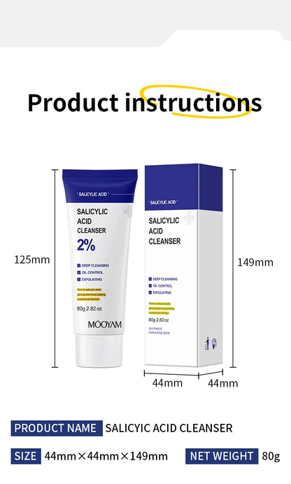 Salicylic Acid Facial Cleanser - Deep Cleaning & Moisturizing Face Wash (1/2/3pcs) - Korean Skincare