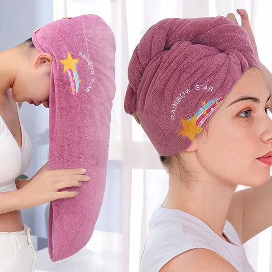 Quick Dry Hair Hat - Super Absorbent Soft Towel for Women & Girls (Coral Fleece)