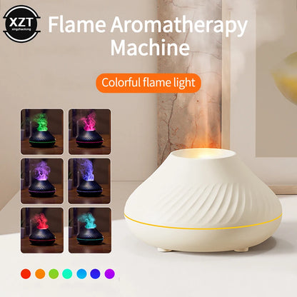 Portable Aroma Diffuser – 130ml USB Rechargeable, Night Light with Volcanic Flame Effect, Essential Oil Compatible