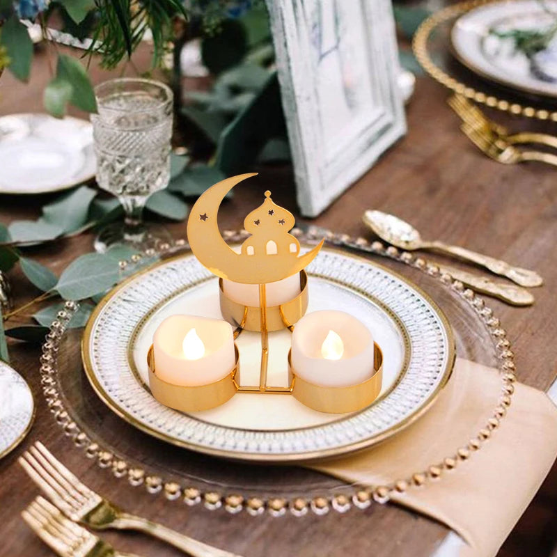 Ramadan Candle Holder 2024 – Eid Mubarak Metal Candlestick for Home Decoration