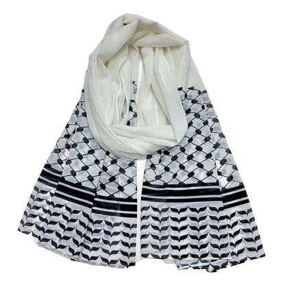 New Kuffiyeh Print Chiffon Hijab – Breathable, Soft, Fashionable Scarf For Muslim Women - Ramadan Shawl, Headscarf