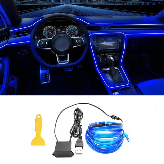 5M Car Interior LED Neon Light Strip - USB Ambient Decor for DIY & Parties